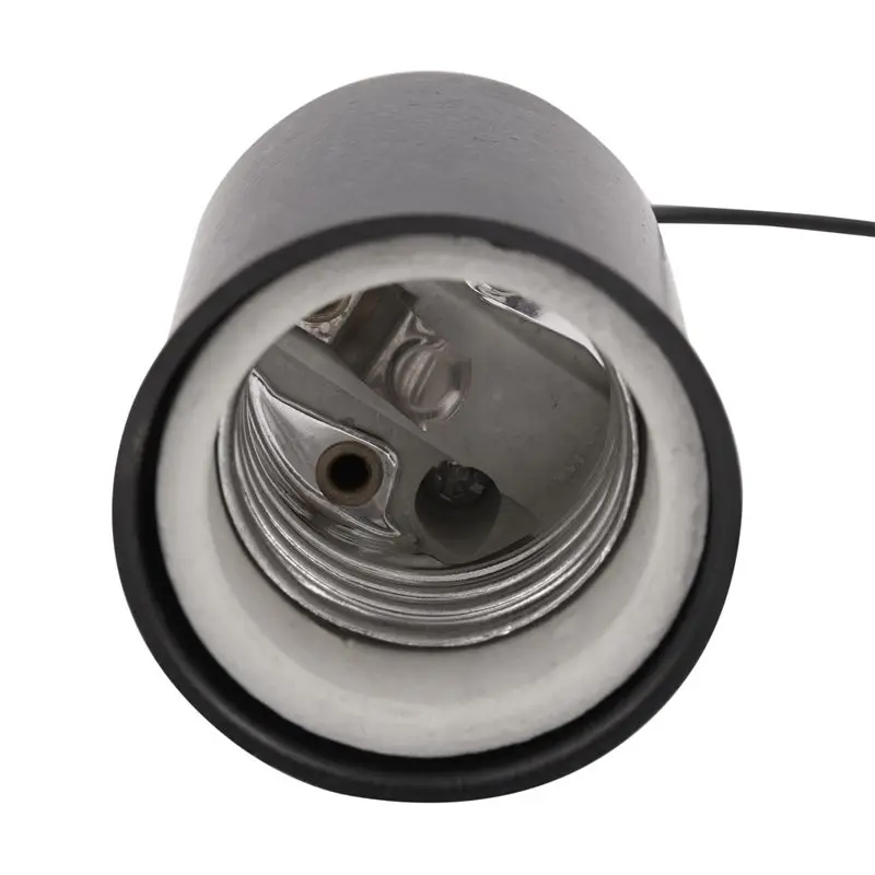 5X E27 Screw Base Round LED Light Bulb Lamp Socket Holder Adapter Metal Lamp Holder With Wire Black