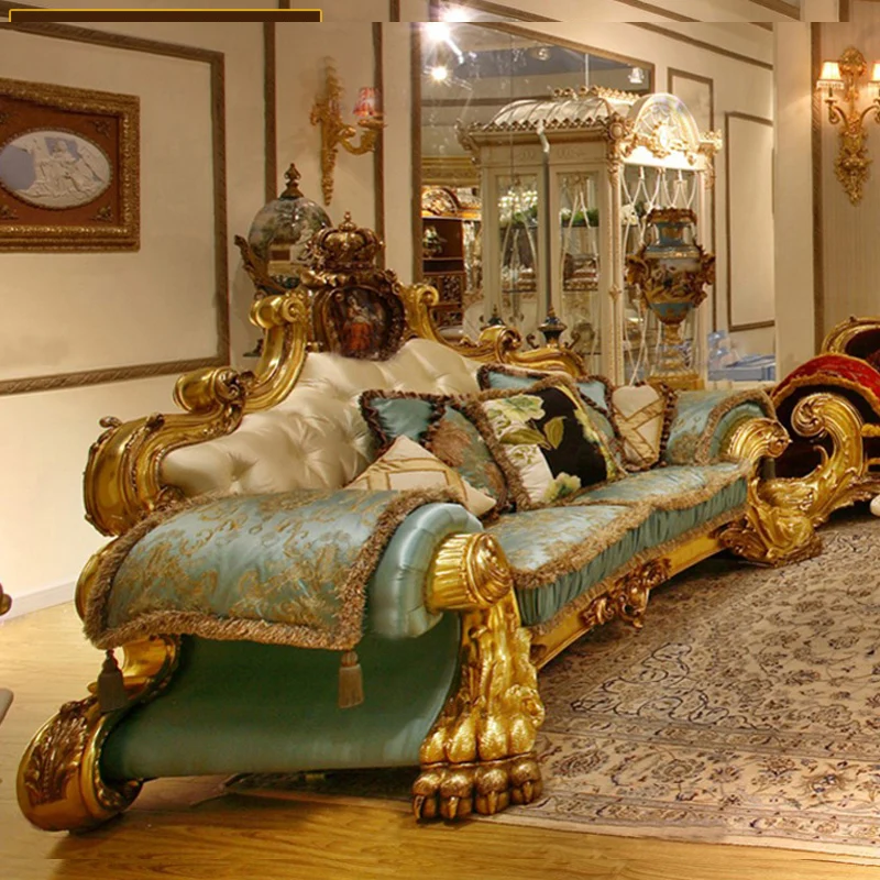 

Royal luxury Italian sofa, luxury palace villa, high-end furniture, living room, European solid wood carved fabric sofa