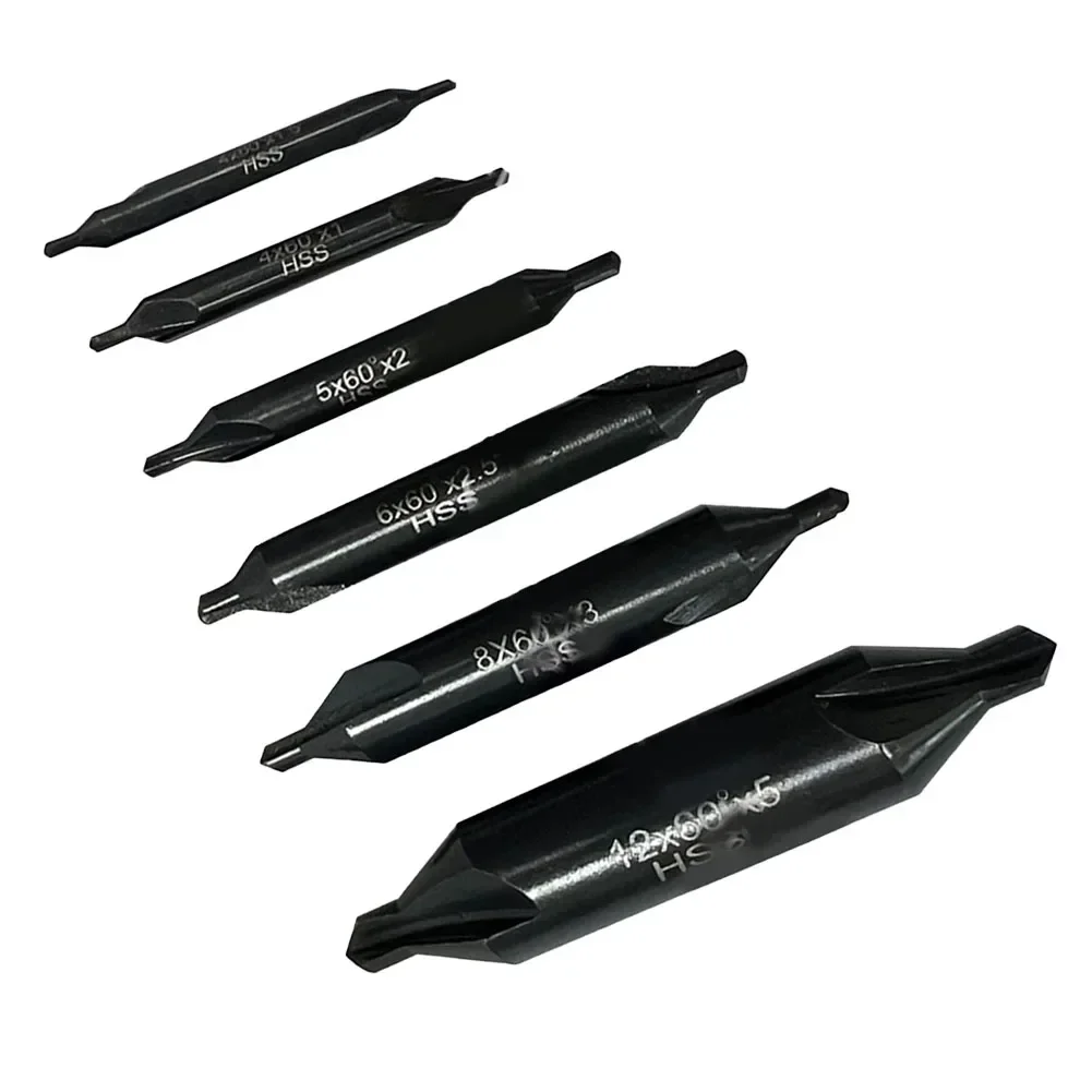 6PCS HSS Combined Center Drills Countersinks Angle Bit Set Center Spotting Drill Mill 1.0mm 1.5mm 2.0mm 2.5mm 3.5mm 5mm Drill Bi