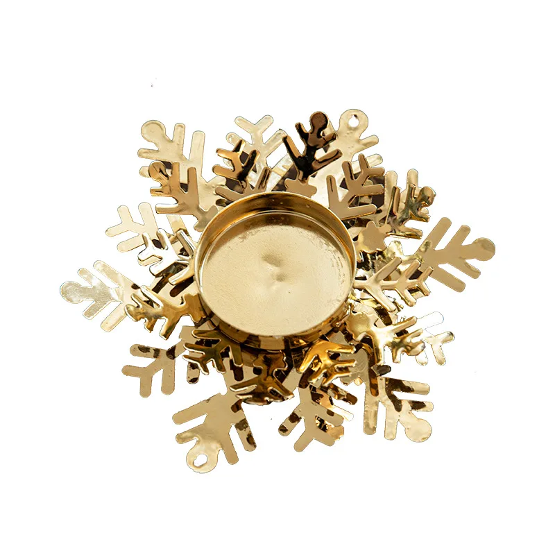 Christmas Golden Snowflake Candlestick Xmas Metal Christmas Decorations Elegant Candle Holder for Holiday Decorations view 5