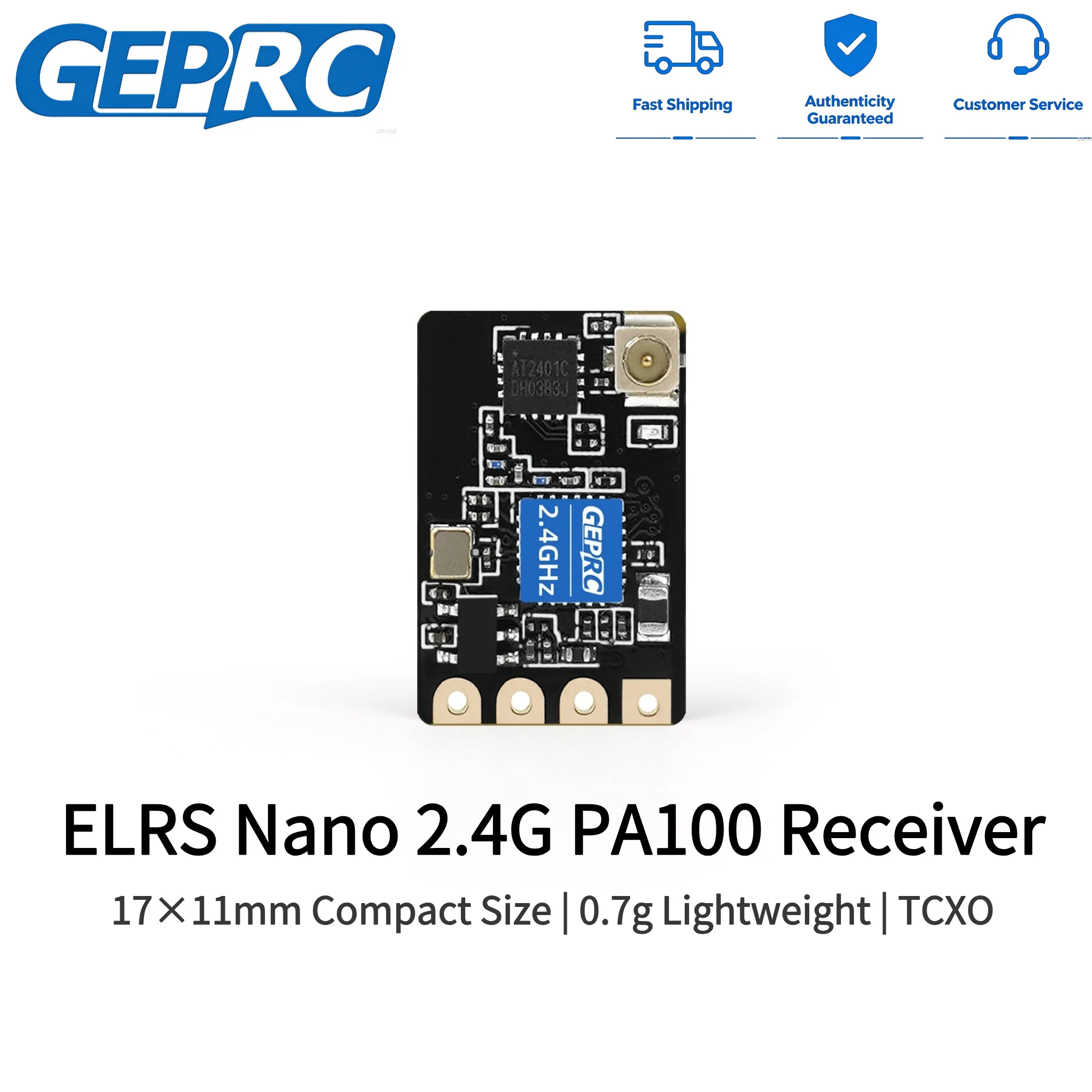 GEPRC ELRS Nano 2.4G PA100 Receiver TCXO 100mW 1000Hz Refresh Rate ExpressLRS RX for FPV Freestyle RC Racing Quadcopter Drone