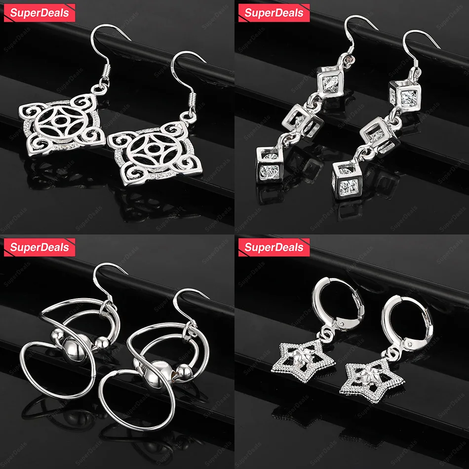 

SuperDeals 925 Sterling Silver Cute Star Drop Earrings Women's Zircon Classic Luxury Jewelry Anniversary Party Fine Gift