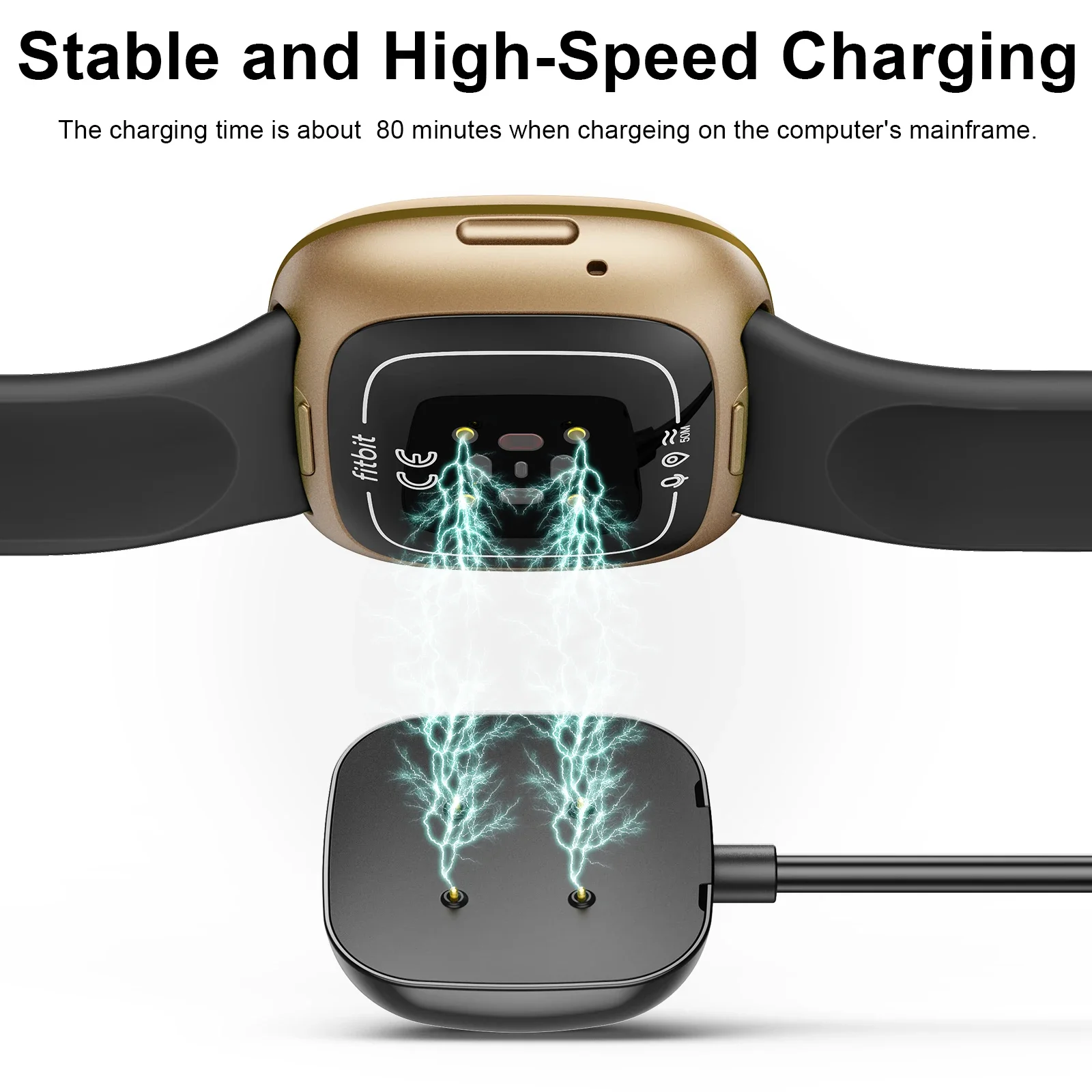 Magnetic Watch Charger for Fitbit Versa 3 Charging Cable Replacement USB Cord Dock Adapter For Fitbit Sense Smartwatch Accessory