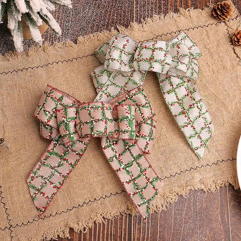 Christmas Wreath Plaid Bows Outdoor Plaid Bows Ribbon Christmas Tree Decoration Bows Bows Wreaths Ornaments Christmas Check