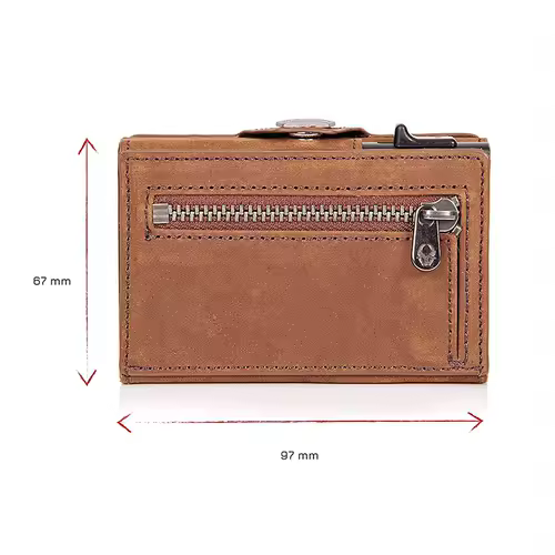 Pop-Up Credit Card Case with RFID Protection Genuine Leather  Wallet with Compartment for Notes and Coins for Men and Women - Image 3
