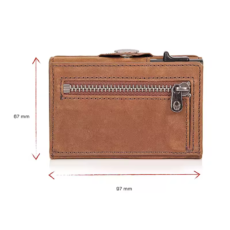 Pop-Up Credit Card Case with RFID Protection Genuine Leather  Wallet with Compartment for Notes and Coins for Men and Women - Image 3