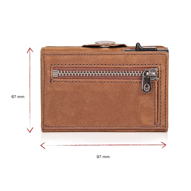 Pop-Up Credit Card Case with RFID Protection Genuine Leather  Wallet with Compartment for Notes and Coins for Men and Women - Image 3