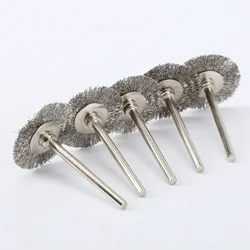 5pcs 25mm Diameter Polishing Wire Brushes Stainless Steel Dremel Accessories Drill Rotary Grinding Tools Remove Metal Rust Craft