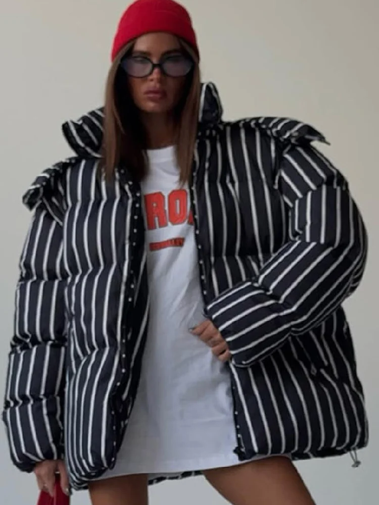 

Stylish Female Jackets Designers Fashion Statement Lady Hooded Outfit Chic Edgy Oversize Winter Woman Outerwear