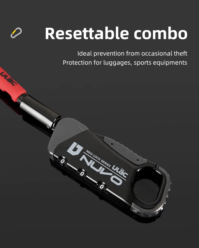 ULAC Fahrradschloss Nuvo Lock mit Dreistelliger Zahlencode-Kombination, Multifunktionales Diebstahlsicherungs-Kabelschloss aus UHMWPE-Geflechtmaterial – Detail 5