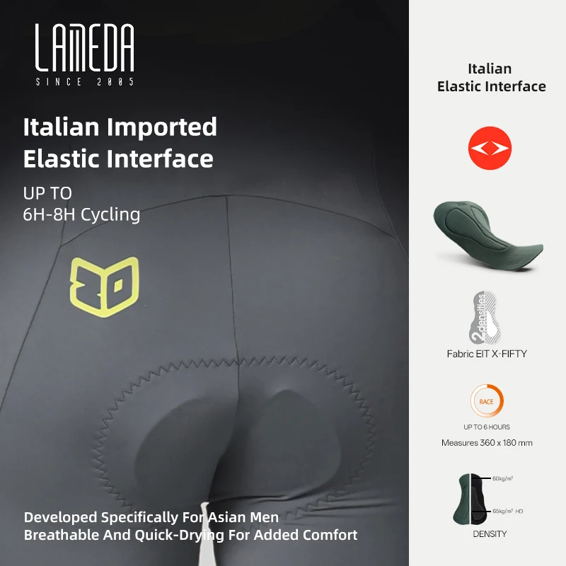 LAMEDA 2025 Men's Cycling Pants With Elastic Interface 6h-8h Riding 3d Cut Professional Comfortable Slim Fit Biking Trouser