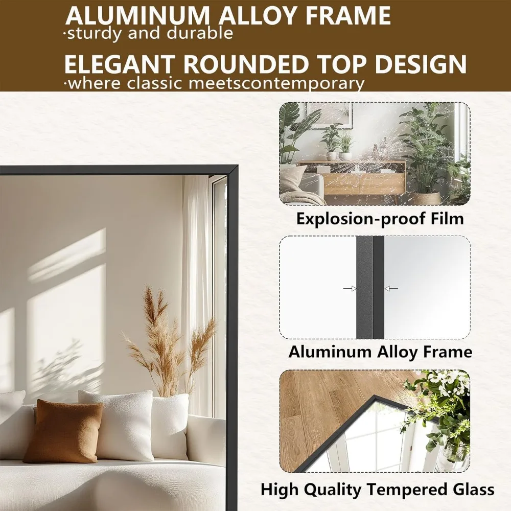 Ganzkörperspiegel mit Aluminiumrahmen, 71 x 26 Zoll, freistehend oder an der Wand montierbar, ideal für Zuhause und Ankleidezimmer