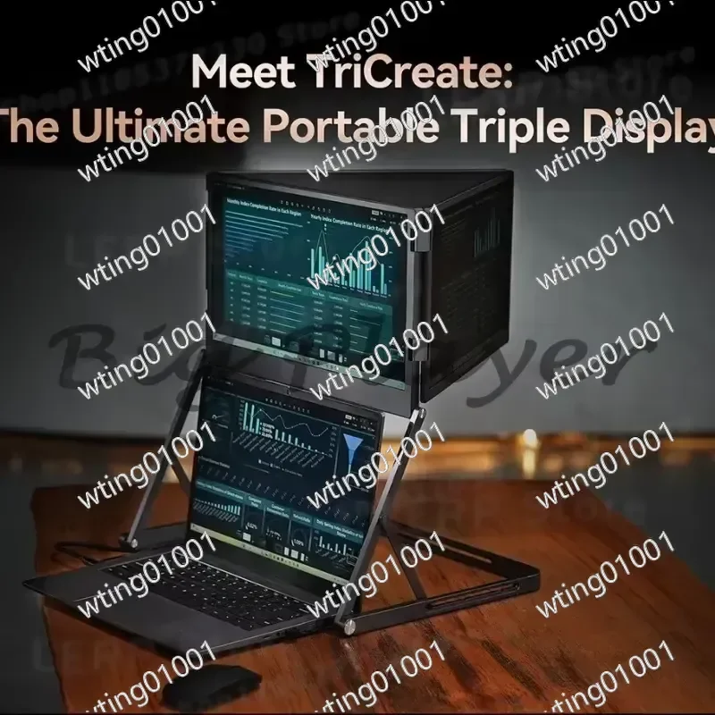 for Laptop 15.6 Inch Foldable Triple Screen Monitor Portable Extended Display High Color Gamut for PC Gaming Work Travel