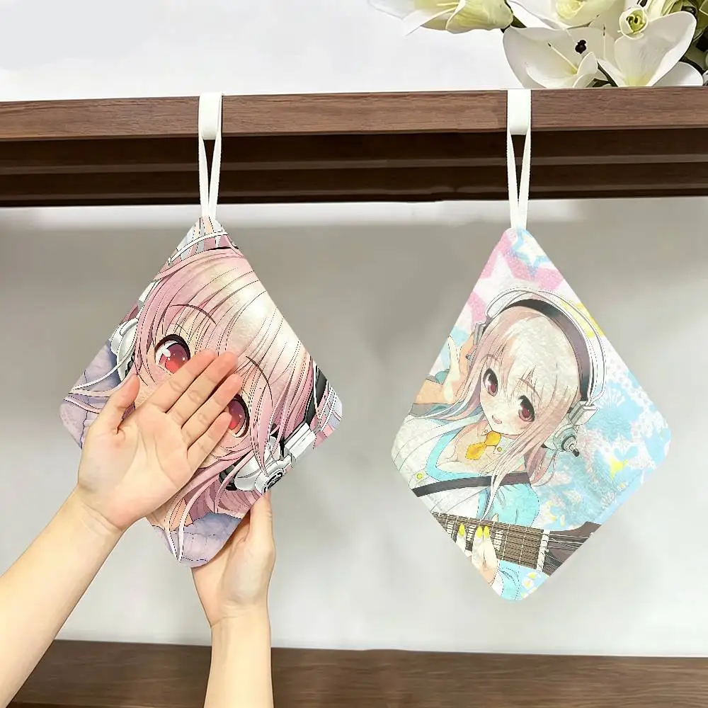 S-Super-Sonico Hanging Kitchen Towel, Polyester Cotton Material, Multipurpose Hand Wiping Towel for Family