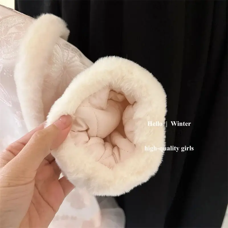 فستان هانفو شيونغسام للفتيات للخريف والشتاء فستان الأميرة الغربي السميك من القطيفة للأطفال #5