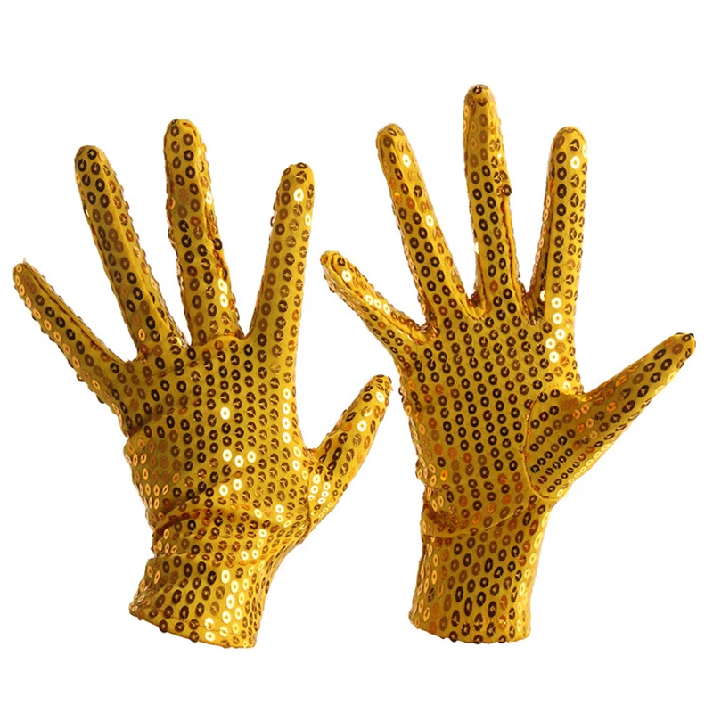 Punk Gothic Fashion Shining Sequins Gloves Women Party Music Festival Magic Stage Performance Halloween Cosplay Adult Mittens
