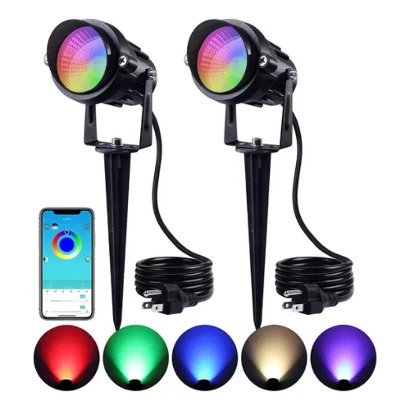 outdoor light reflector   15W spotlight with Bluetooth controller, IP6516 million colors, timed, used for garden parties,  light