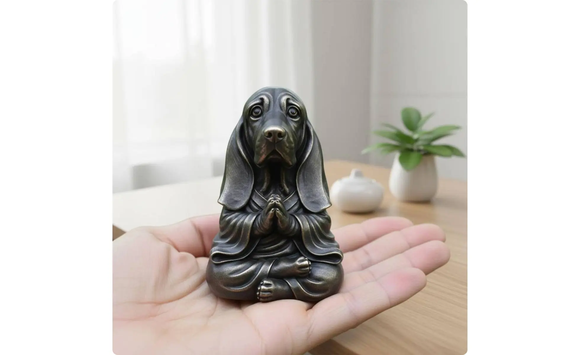 Meditating Dog Statue Cute Zen Dog Figurine Resin Zen Creature Figurine Outdoor Friendly Resistant for Desk