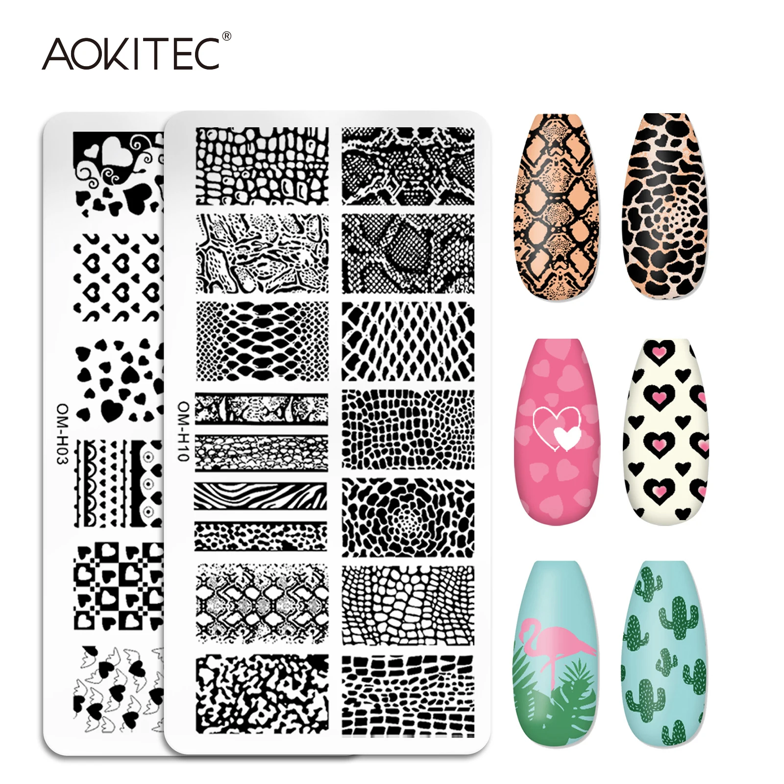 

Aokitec Stamping Plate Nail Templates Stainless Steel Nail Art Template Plate Rose Flower Love Image Design Stencil Tools