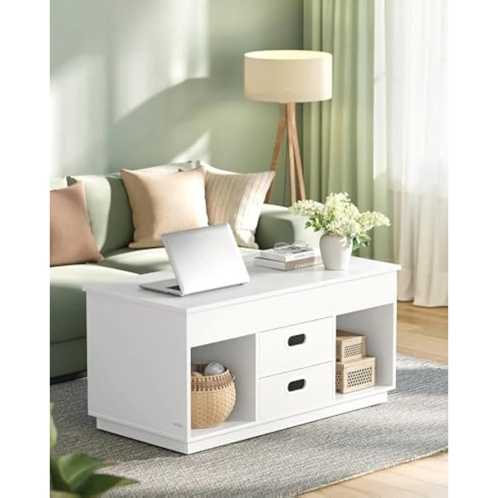 Coffee Table, Lift Top Coffee Table with 2 Drawers and Hidden Compartments, Center Table with Lift Tabletop, Open Compar