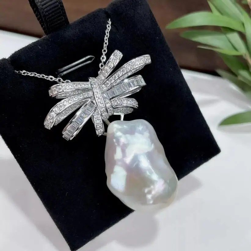 

ОГРОМНОЕ Ожерелье с подвеской из белого жемчуга Южного моря в стиле барокко AAAA 17-20 мм 18 дюймов 925S