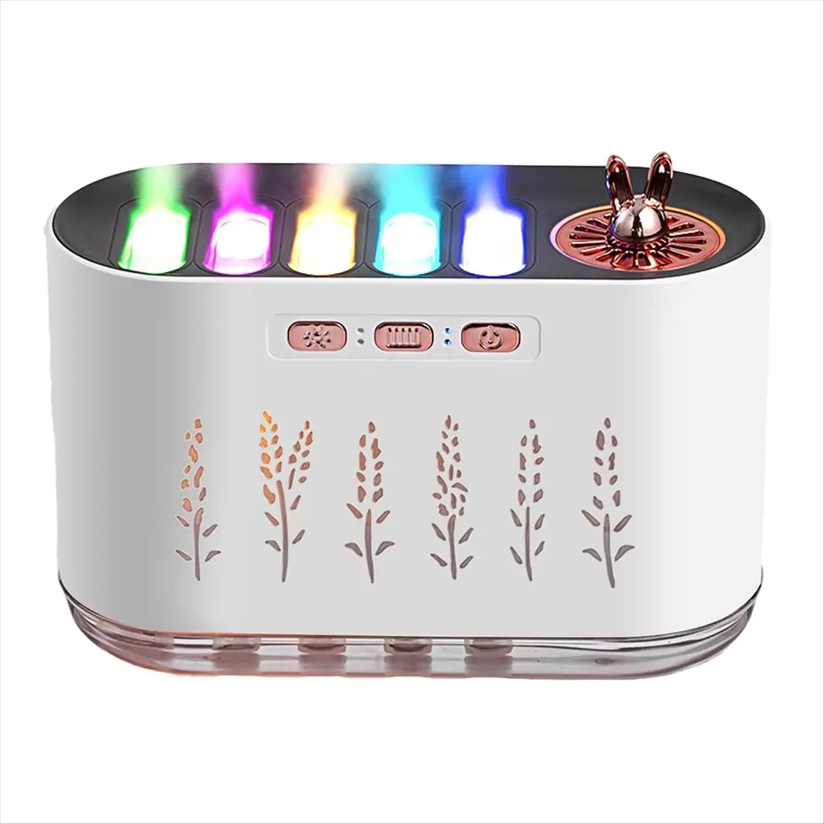 

Voice-Controlled Air Humidifier, Silent Bedroom Aromatherapy Device with Dynamic Colorful Five-Hole Sprayers-BCBW