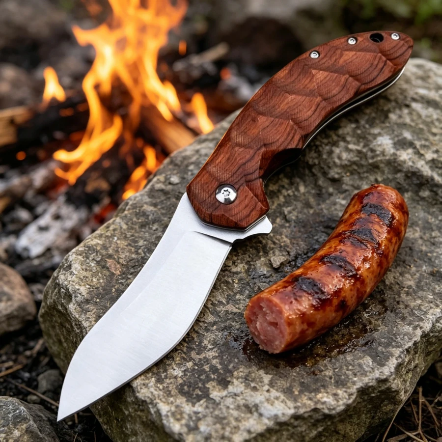 

FX320 Durable Foldable Knife 8Cr13Mov Blade Rosewood Handle Daily Emergency Carry Camping fishing knife Practical Cutting Knife