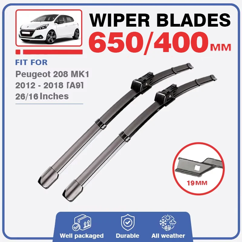 Front Rear Wiper Blades Set For Peugeot 208 MK1 A9 2012 - 2018 Windshield Window Windscreen 26\