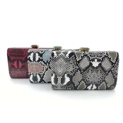 Women's Diamond Evening Clutch Bag Red Snake Skin Wedding Party Purse Fashion Chain Shoulder Bags Mother's Summer Handbag