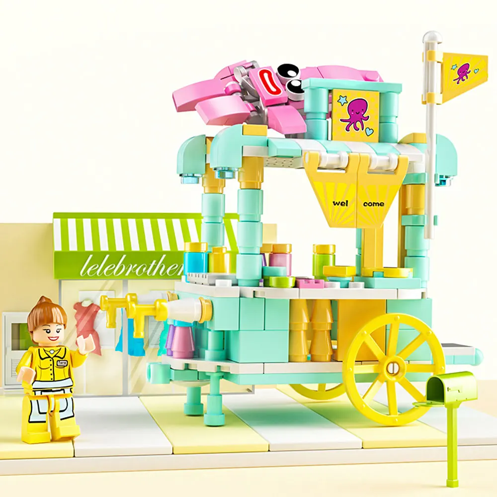 الدماغ تعزيز كتل خشبية مجموعة: الآيس كريم شاحنة ديكور DIY بها بنفسك عدة مسرح شارع صغير للبنين والبنات