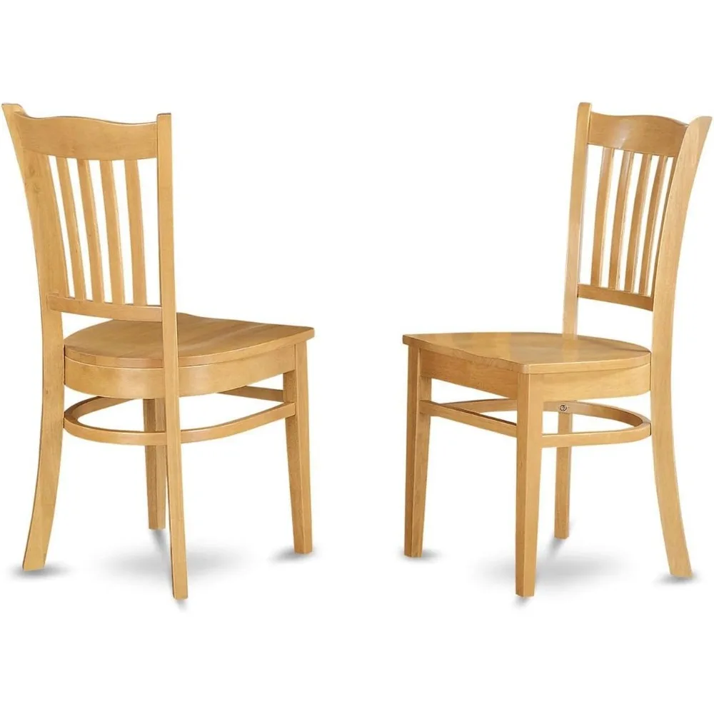 East West Furniture GRC-OAK-W Groton Kitchen Dining Chairs - Slat Back Wooden Seat Chairs, Set of 2, Oak