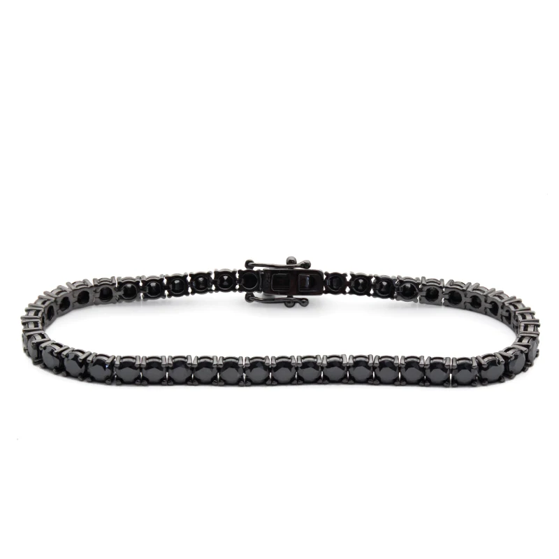

Kibo Jewelry Width 3-4mm D Color VVS1 With GRA Certificate 925 Sterling Silver Diamond Black Moissanite Tennis Chain