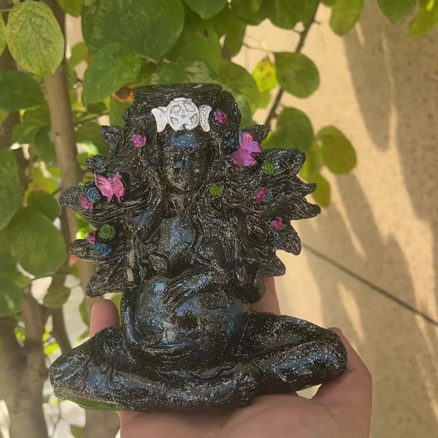 اليدوية الراتنج فراشة الأرض الأم غايا تمثال النحت صديقة للبيئة ديكور المنزل قطعة فنية لغرفة المعيشة مكتب هدية