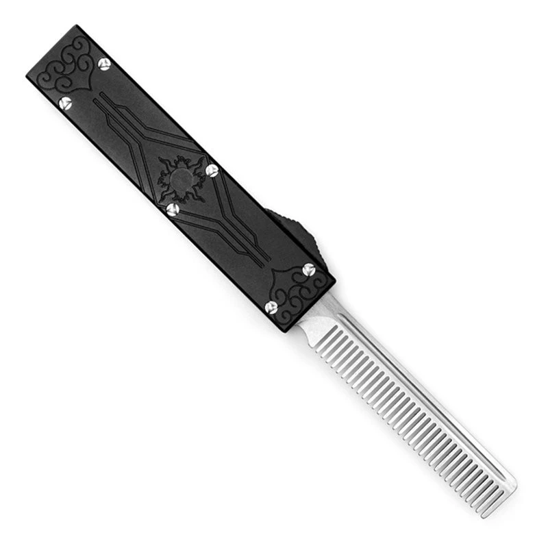 A76G-Aviatin Aluminum Alloy Telescopic Comb - Portable & Automatic Comb Black