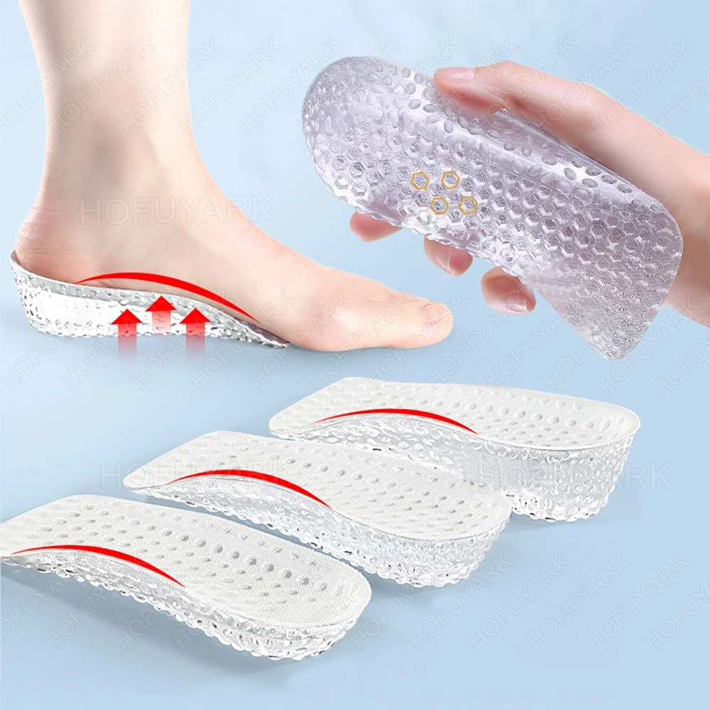 Silicone Height Increase Insoles for Man Woman Heel Lift Inserts Arch Support Orthopedic Insoles for Flat Feet Plantar Fasciitis
