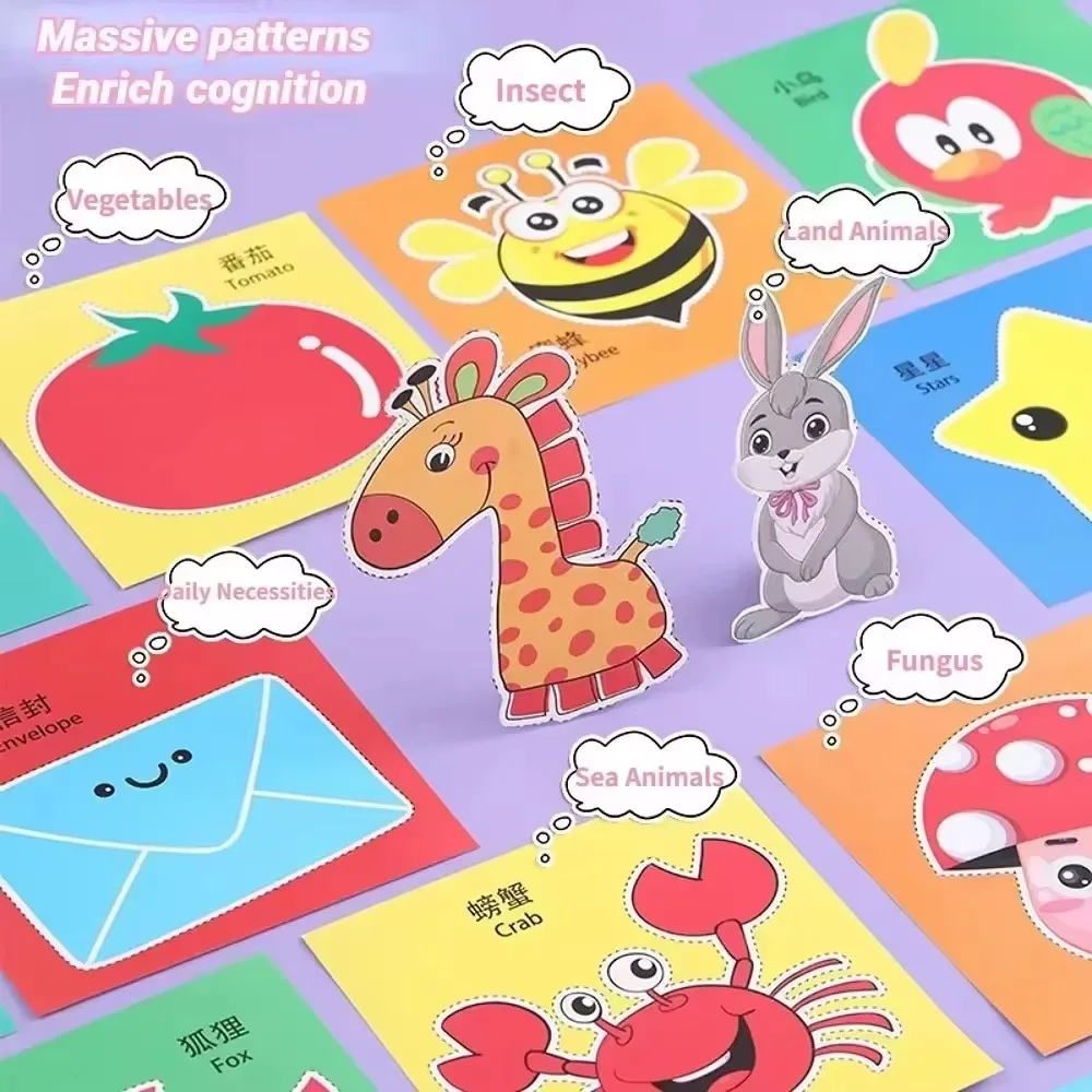 48/96Pcs Handmade Paper Cut Book Kids Craft Toys DIY Cartoon Scrapbooking Paper Art Toys Kids Learning Toys for Children Gifts