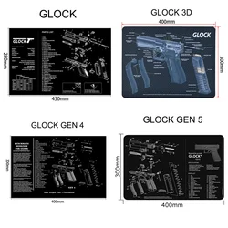 Alfombrilla de goma para limpieza de pistola táctica, accesorio para ratón, PX4 SIG Sauer P229 P365 P226 1911 XD Glock Gen4 Gen5 G43 HK USP CZ75 M92 Ruger