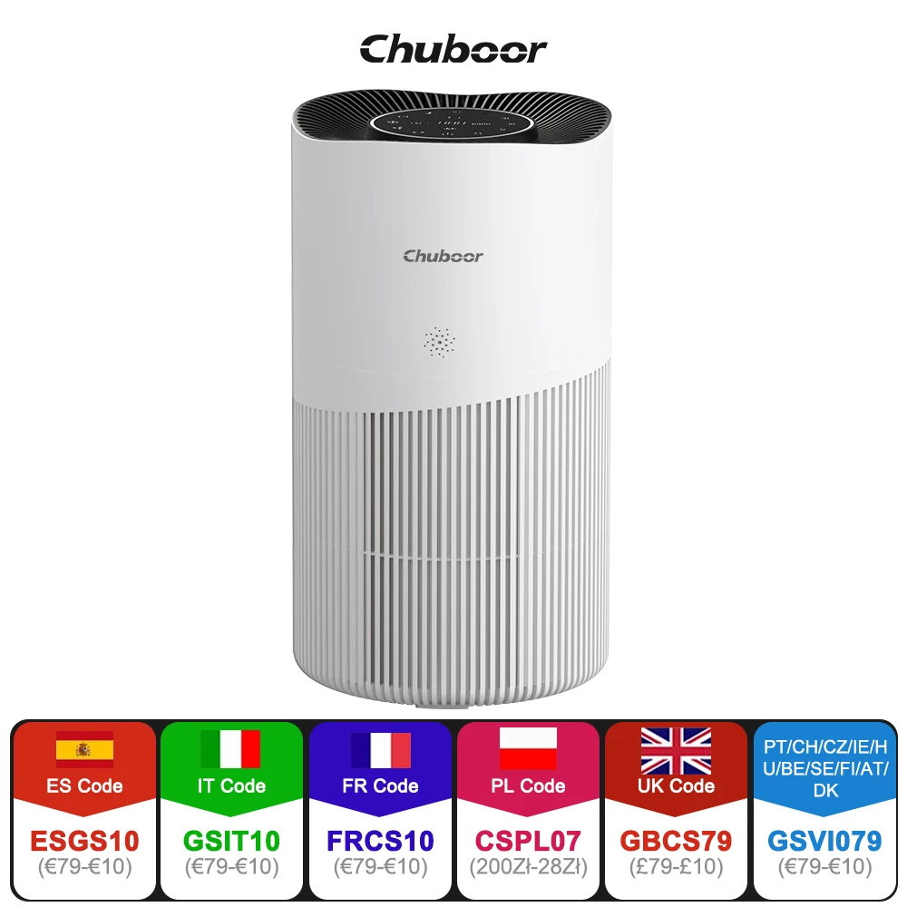 

Chuboor Air Purifiers Suitable for Pets 120m² ,H13 Hepa Effectively Removes 99.97% of Pet Odors, Pollen, and Dust humidifier