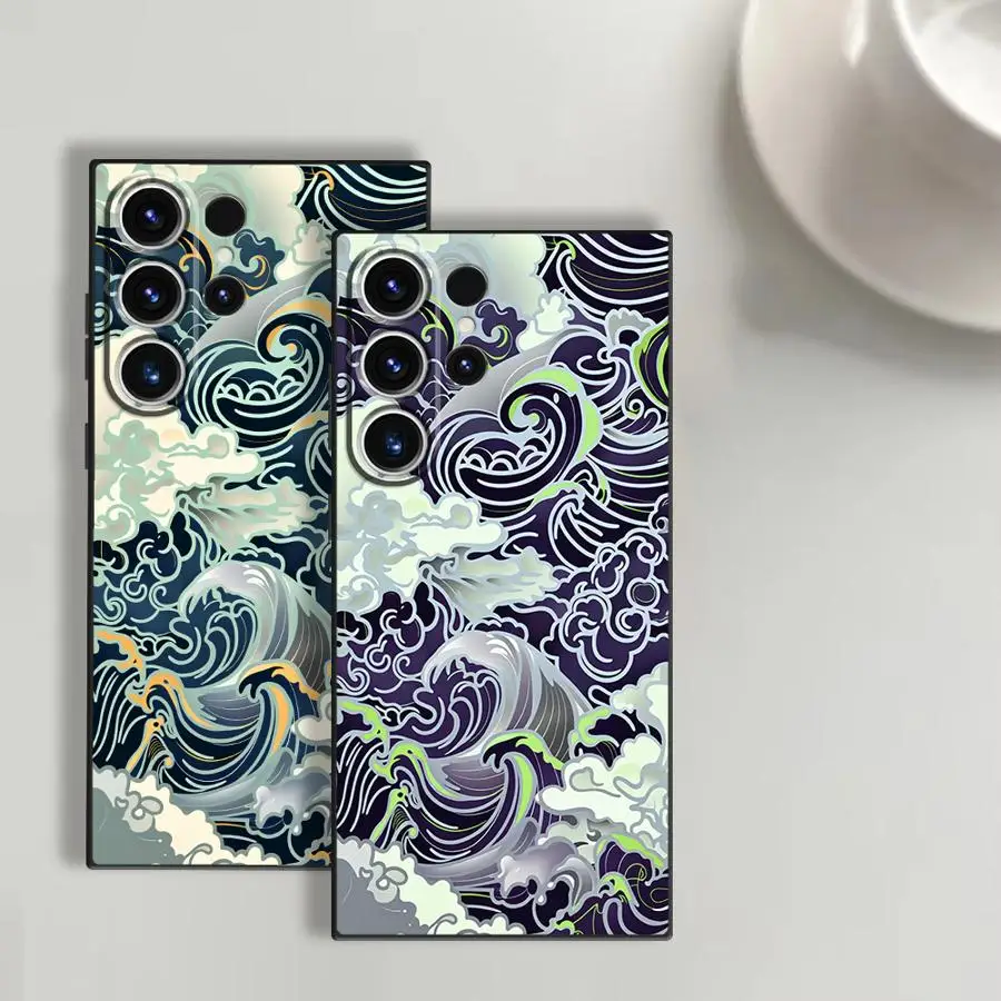 Funda Phone Cover Case for Samsung Galaxy S26 Ultra S24 S25 Plus S10 S9 S23 S21 FE S20 Ultra Note 20 8 9 10 Wave Art