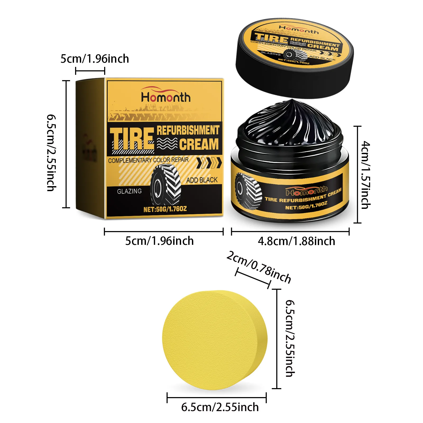 50G High Efficiency Automobile Tire Polishing Paste Long Lasting Waterproof Antifouling Protection Tire Refurbishing Anti-aging