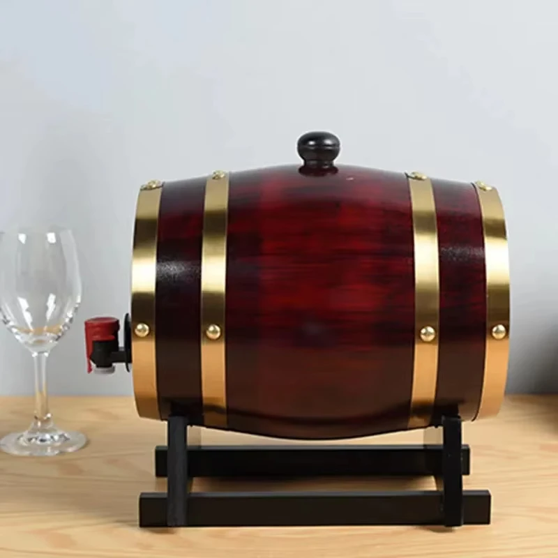 Wood Wine Barrel 1L/1.5L/3L Vintage Oak Beer Brewing Accessories Whiskey Storage Container Home Bar Decoration