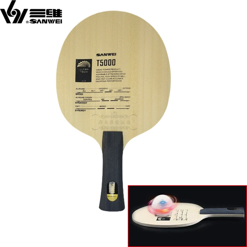 

Original Sanwei T5000 Table Tennis Blade 5 Wood & 2 Carbon Professional Offensive Ping Pong Racket for Teenagers Fast Attack Arc