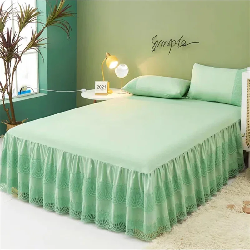 Lace Princess Bedspread Bed Skirt Style Dustproof Decorative Bedspread big heming 1.5/1.8/2m Mattress Anti Slip Protective Cover