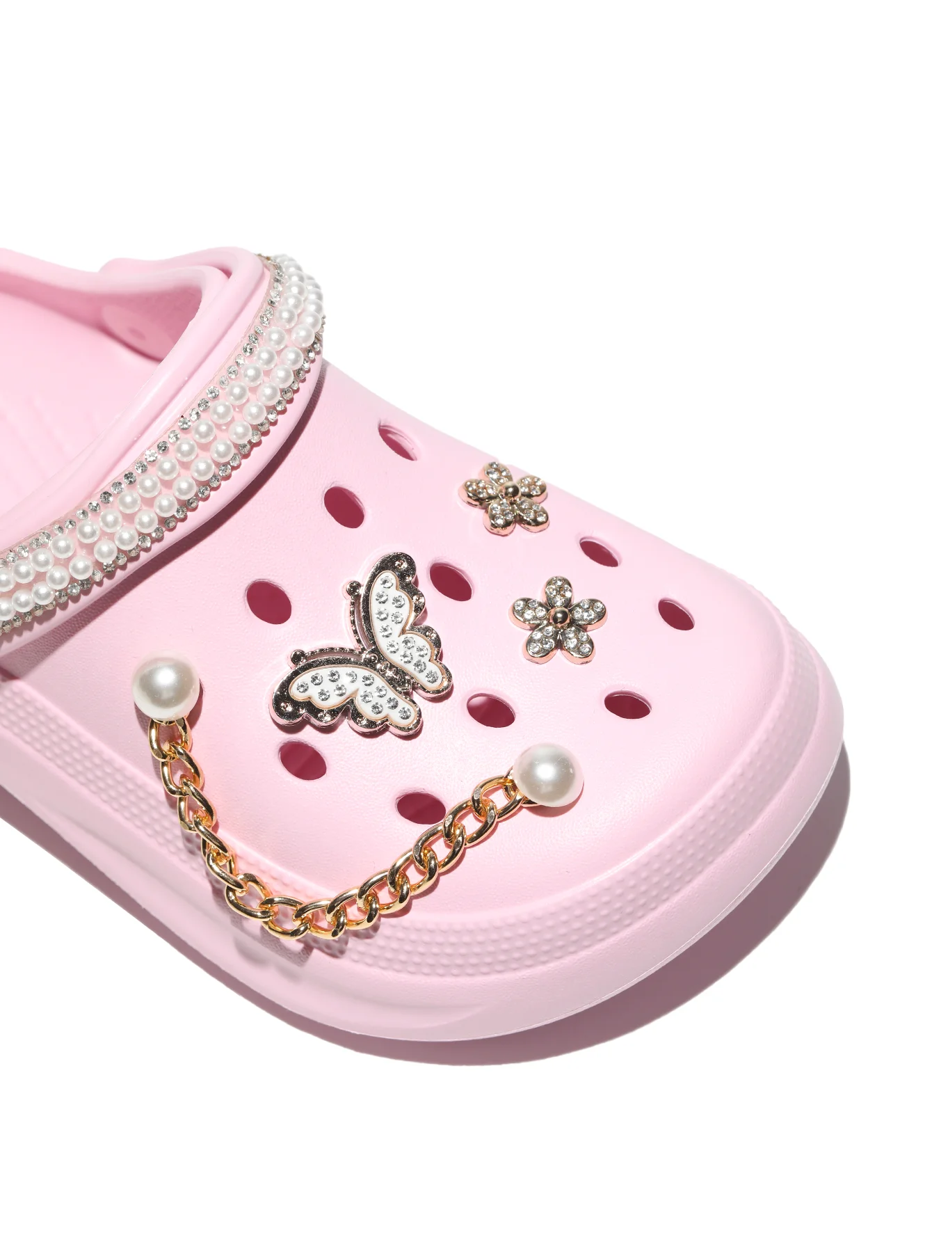 Kinder Slip-On Clogs und Pantoletten - Atmungsaktive, Wasserdichte EVA-Gartenschuhe mit Dekorativer Kette für Strand und Alltag 168 – Detail 14