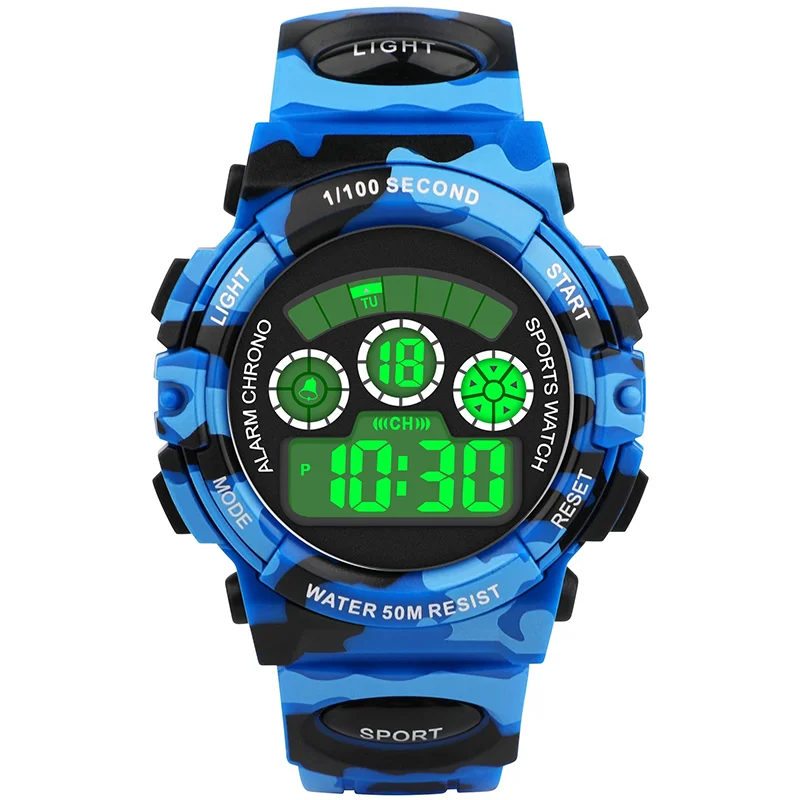 Socico Children's Watches for Boy Girl Color LED Display Digital Alarm Clock Waterproof Sports Kids Wristwatches