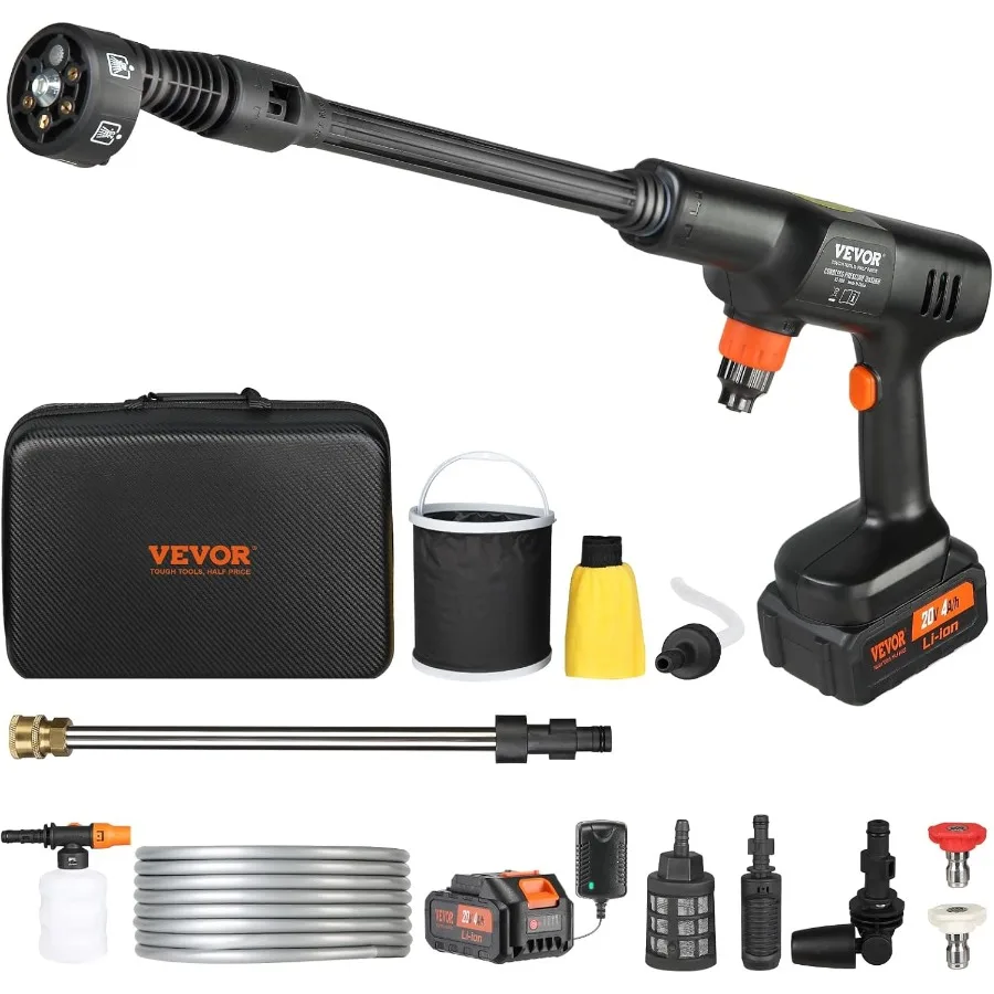 

Cordless Pressure Washer 652PSI 1.0 GPM Portable Power Cleaner Handheld HighPressure Car Washer Gun with 4.0Ah Battery Charger