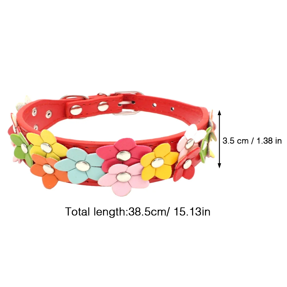 Regulowany różowy obroża dla zwierząt z motywem kwiatowym dla psa, kota, szczeniaka, na szyję o obwodzie 30-36 cm, wygodna obroża bezpieczeństwa z PU z kółkiem D.