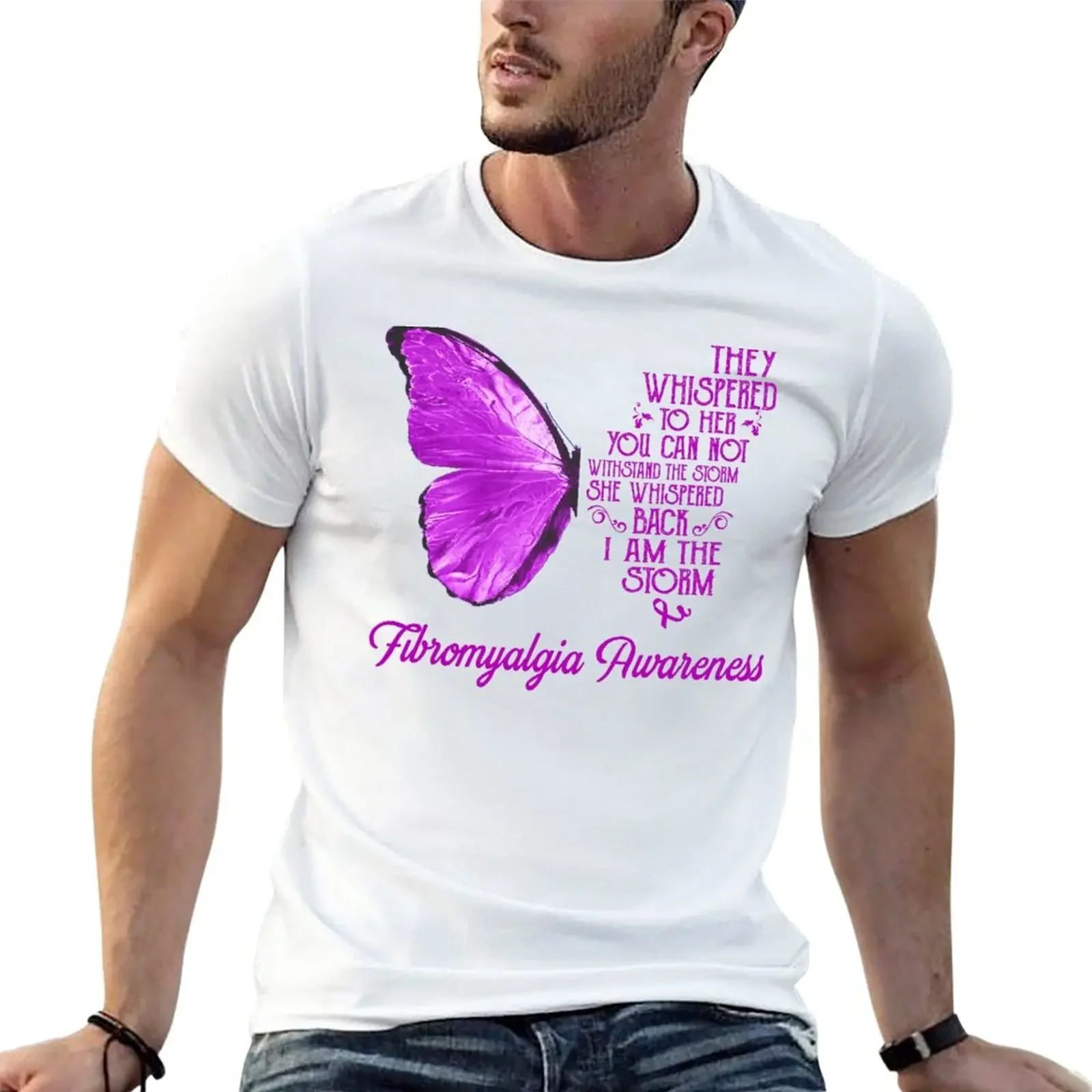 

New Butterfly I Am The Storm Fibromyalgia Awareness T-Shirt vintage t shirt sports fan t-shirts t shirts for men cotton