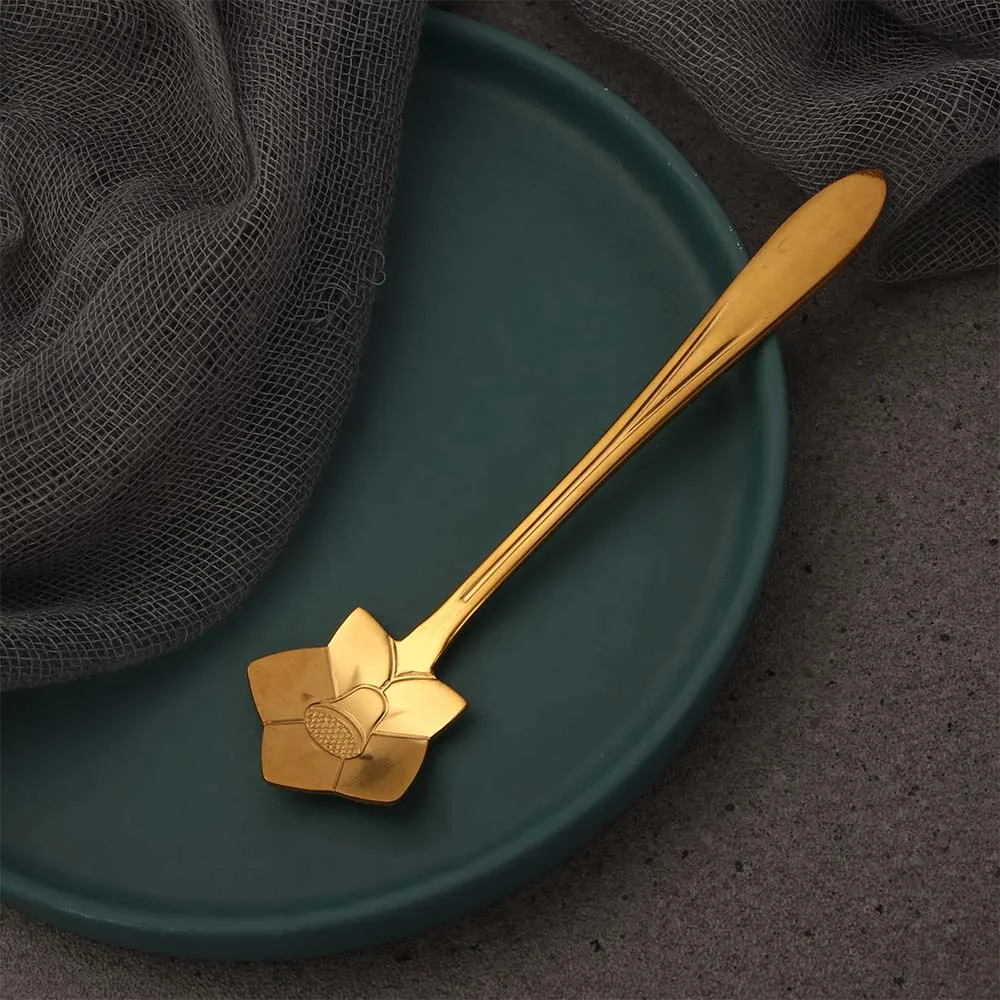 Red Small Bar tools Tableware for Sugar Ice Cream Coffee Dessert Mixing Spoon Flower Spoon Set Teaspoon Soup Spoon Cutlery Set