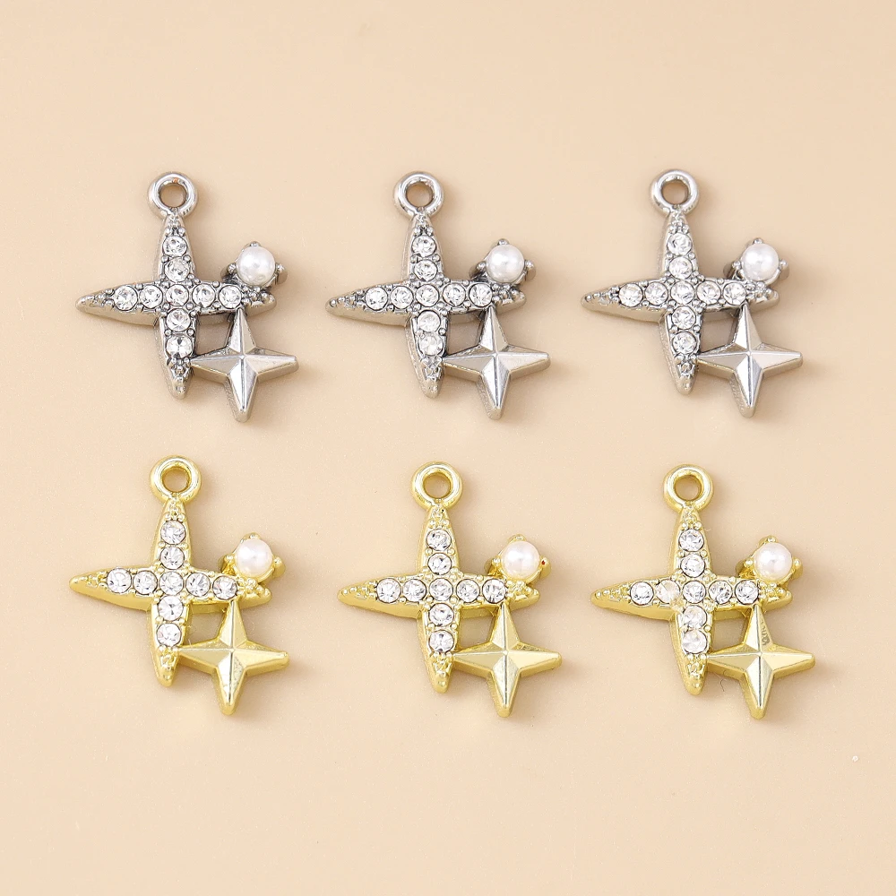 Leslie 5 Stück exquisite süße Kristall-Polaris-Charms, Sterne-Anhänger für handgefertigte Tropfen-Ohrringe, Halskette, Armband, DIY-Schmuckherstellung – Detail 7